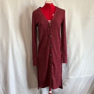 Chic Long Sleeve Burgundy Knit Dress